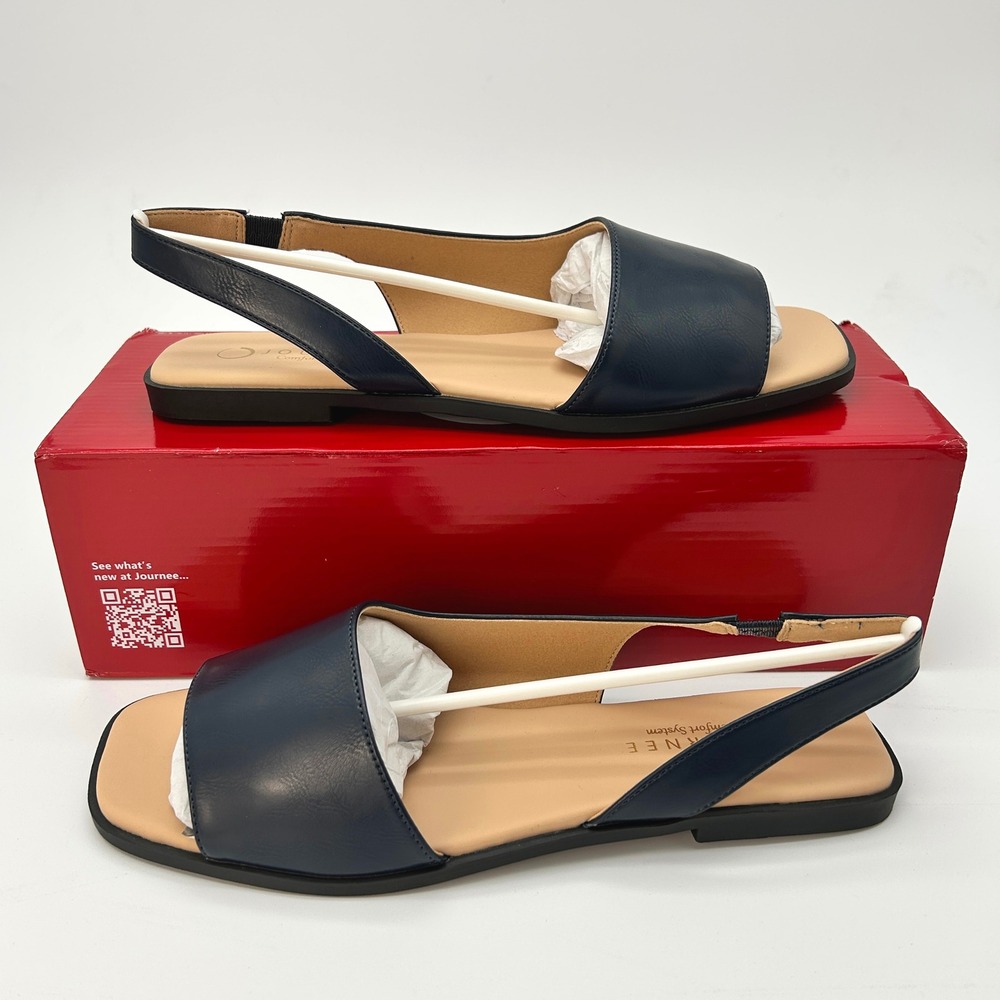 Womens Cutout Sandals Journee Collection Brinsley Sz. 9.5 Navy Vegan Leather NEW